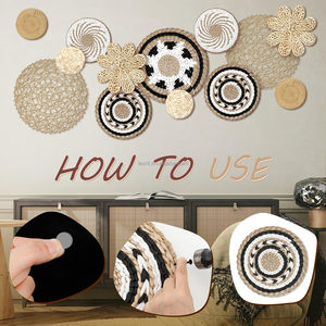 Juego de 13 Cestas de Pared Tejidas Estilo Bohemio, Decoración de Mimbre, Bambú y Seagrass Hecha a Mano <span class=keywords><strong>para</strong></span> Colgar en la Pared del Dormitorio y la Sala de Estar - Product Image 4