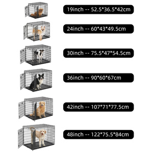 Gaiola de cachorro dobrável, alta qualidade, interior, porta dupla, grande transporte de fio