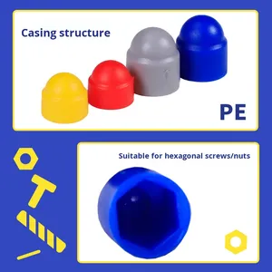 Tuerca Decorativa Redonda Blanca con Cubierta Protectora <span class=keywords><strong>de</strong></span> Plástico PE Negro para <span class=keywords><strong>Tornillos</strong></span> Hexagonales Internos, Venta al por Mayor M6/M8 - Product Image 2