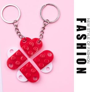 Ensemble de porte-clés en forme de cœur à faire soi-même, blocs de construction en briques acryliques <span class=keywords><strong>pour</strong></span> les couples, 2 pièces, cadeaux d'amour assortis, petit ami, petite amie, Noël - Product Image 6