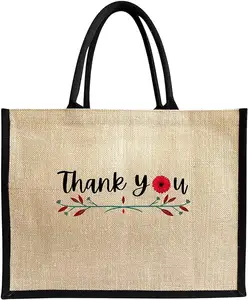 Schwarze und natürliche Strand tasche Einkaufstaschen mit individuell bedrucktem Logo Jute-Einkaufstasche