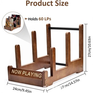 Wooden <b>Record</b> Rack 3 Tier Desktop Organizer Now Playing Display <b>Stand</b> For CD Storage - Product Image 4
