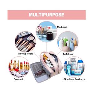 Custom Double Zip Kit PU Leather Men's Travel Toiletry <b>Make</b> up Organizer Bag - Product Image 5