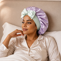 Bonnet en Soie de Mûrier Double Couche avec Nœud en Ruban Réversible Deux Faces 33cm, Coffret Cadeau, Pochette, Vente en Gros, OEM, ODM