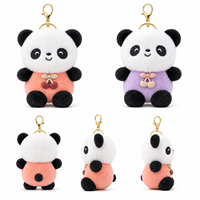 Porte-clés en peluche Panda de 4 pouces, jouet en peluche de dessin animé, animal en peluche moelleux, prix pour machine à griffes pour salon de jeux d'arcade
