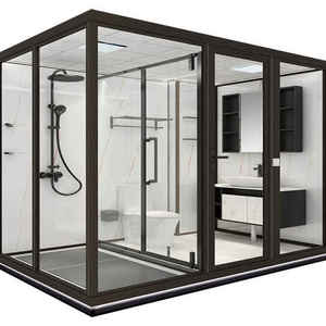 Conjunto completo de baño y aseo de lujo para dormitorio, casa, lavabo, ducha, hotel, tipo cápsula moderna, en bronce antiguo, con mezclador - Product Image 4