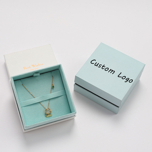 Ins-style Morandi Blue Jewelry Box <b>Custom</b> Logo Eco-friendly Cardboard Box Universal Gift Packaging for <b>Rings</b> & Necklaces - Product Image 2