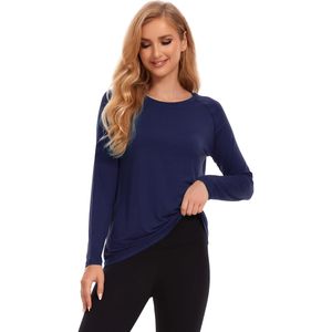 Camiseta de Dormir Personalizada para Mujer, Manga Larga, Cuello Redondo, Viscosa de Bambú, Parte Superior de Pijama - Product Image 4