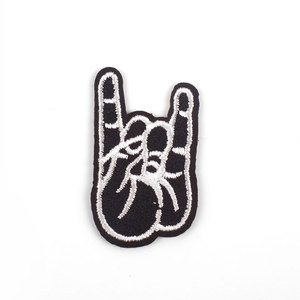 <span class=keywords><strong>Rock</strong></span> <span class=keywords><strong>and</strong></span> <span class=keywords><strong>Roll</strong></span> gesto della mano dito osso ricamato ferro su Patch per l'abbigliamento - Product Image 2