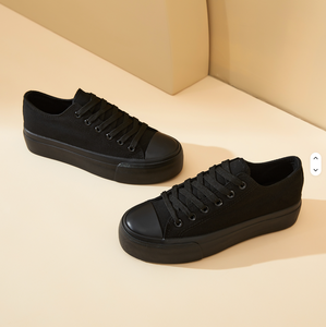 <span class=keywords><strong>Scarpe</strong></span> da Passeggio Vulcanizzate <span class=keywords><strong>in</strong></span> <span class=keywords><strong>Tela</strong></span> Nere e <span class=keywords><strong>Bianche</strong></span> alla Moda, Comode e Antiscivolo da Donna, a Taglio Basso, per Primavera Autunno Inverno - Product Image 5