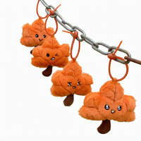 Porte-clés en peluche feuille d'érable douce, motif dessin animé mignon, tendance automne, pour sac à dos et sac à main