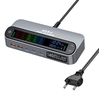 Charger Cepat USB-C 30W PD3.1 140W Tipe-C dengan Layar LCD dan 2 Port untuk Laptop, Ponsel, Tablet, dan Desktop Universal