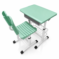 Bureau d'étudiant ergonomique réglable pour salle de classe, mobilier scolaire, prix d'usine, ensemble de bureau avec cadre métallique et plateau en plastique