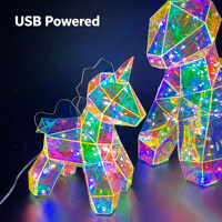 Figurine de licorne en plastique illuminée moderne, irisée, LED RGB, alimentée par USB, artisanat créatif, décoration de la maison, cadeau, mariage, Pâques, fait main