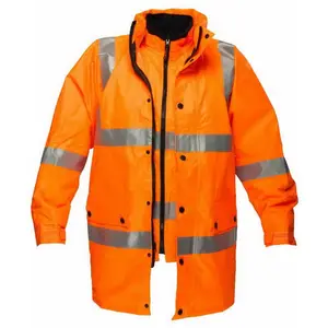 Yüksek görünürlük turuncu kömür madenciliği demiryolu su geçirmez 3 In 1 Hi Vis yansıtıcı güvenlik iş üniformaları iş ceket