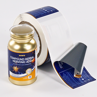 Impression d'étiquettes personnalisées pour compléments alimentaires en rouleau, avec pellicule métallique bleue pour flacons de vitamines