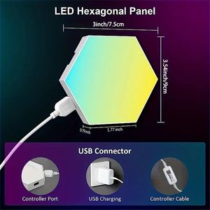Thông minh đình chỉ selfila Hexagon RGB nhà để xe <span class=keywords><strong>LED</strong></span> bảng điều chỉnh hiện đại treo gắn trần ánh sáng ban đêm - Product Image 6
