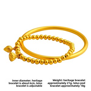 Anillo de tungsteno con diseño de loto y estilo chino antiguo para mujer, color dorado arena, duradero, que no se desvanece, con símbolo de la felicidad de dos vidas. - Product Image 4