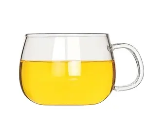 ふたで厚くしたガラスのティーカップ透明なお茶を作る丸い楽しいカップ花のティーカップオフィスカップ