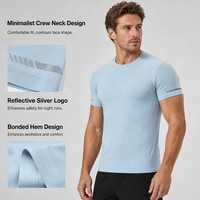 T-shirt de sport pour homme de haute qualité, personnalisé avec logo imprimé, respirant, tissu extensible doux, anti-humidité, pour la course à pied et la salle de sport