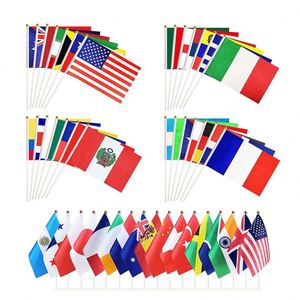 Drapeau national portable à manivelle, 100 % polyester, impression numérique personnalisable, petit drapeau souple à agiter à la main - Product Image 5