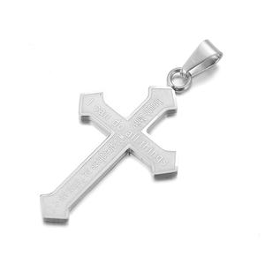 Yiwu Aceon panah pelindung baja tahan karat berakhir salib Unuique timbul etsa mengukir Alkitab Alkitab Do All Thing liontin salib - Product Image 2