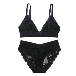 Set di Biancheria <span class=keywords><strong>Intima</strong></span> in Pizzo OEM Shanhao per Donne, Completo Sexy con <span class=keywords><strong>Scollo</strong></span> a <span class=keywords><strong>V</strong></span> Profondo, Reggiseno Senza Ferretto in Pizzo Trasparente - Product Image 5