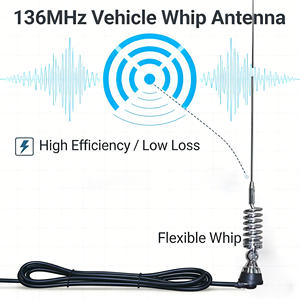 Antena de látigo de acero inoxidable de 136MHz y 3.5dBi de ganancia con cable <span class=keywords><strong>RG</strong></span>-<span class=keywords><strong>58</strong></span> y base de resorte para montaje en soporte de vehículo para comunicación - Product Image 4