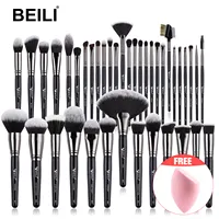 BEILI - Black Luxury Makeup Brush Set Kit, Wooden Handle