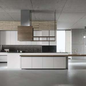 SANTOPOVA High Gloss Laminate Pull Out Home Furniture Wall Sink Kitchen Cabinets Usa with <b>Glass</b> Doors - Product Image 1