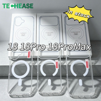 Coque de téléphone transparente antichoc magnétique en TPU + acrylique avec charge sans fil pour iPhone 16, avec coussin d'air et protection de l'objectif