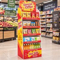 Présentoir de vente au détail imprimé en couleur vive, rigide, léger, pliable, en vrac, pour les promotions en supermarché