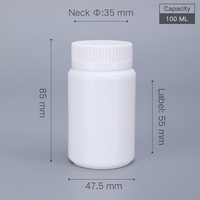 Bouteilles en plastique blanches vides de 100ml pour la médecine pour l'emballage solide de récipient de pilule de capsule pharmaceutique