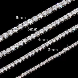 Homme Femme Hip Hop Tennis Collier Blanc Zircon Pleine Pierre Colliers pour Femmes Hommes Vintage Or Argent Couleur Chaîne Bijoux 24in - Product Image 2