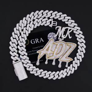 Colgantes con nombre personalizado al mejor precio, joyerí<span class=keywords><strong>a</strong></span> de Hip Hop de Plata de Ley 925, colgantes de collar cubano de moissanita de Color D - Product Image 1