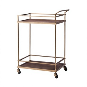 Carrito de Bar Moderno y Lujoso con Ruedas, Diseño Metálico Plegable para Bar en Casa, Cocina y Sala de Estar - Carrito de Servicio Comercial - Product Image 1