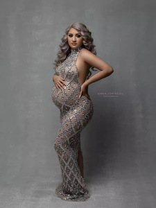 Abito lungo per fotografia <span class=keywords><strong>premaman</strong></span> in stile diamante stile europeo e americano con paillettes - Product Image 2