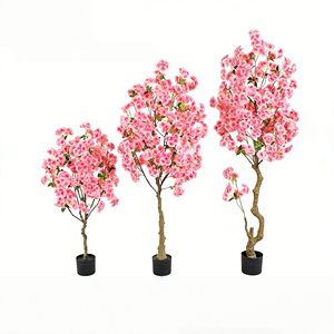 Arbre artificiel à fleurs de <span class=keywords><strong>cerisier</strong></span>, plante artificielle <span class=keywords><strong>Sakura</strong></span> en pot, bonsaï pour la décoration intérieure de la maison et des mariages - Product Image 1