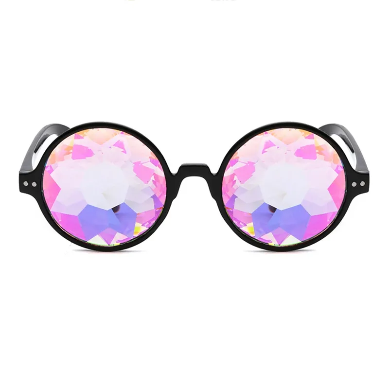Очки с калейдоскопом, праздничные солнцезащитные очки, линзы с диффузором, черные
