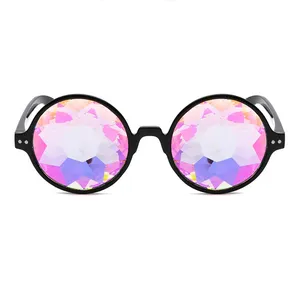Kaleidoscope Glasses Rave Festival Party Sunglasses Diffracted Lens-Black