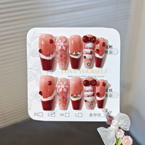 Lot de 10 faux ongles à presser pour Noël, motif œil de chat, dessin animé, <span class=keywords><strong>renne</strong></span>, ours, nœud, style doux, vente en gros - Product Image 2