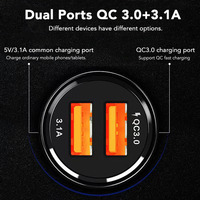 Pengisi Daya Mobil USB Ganda QC3.0 Profesional 30W Fitur Pengisian Cepat Universal untuk Ponsel