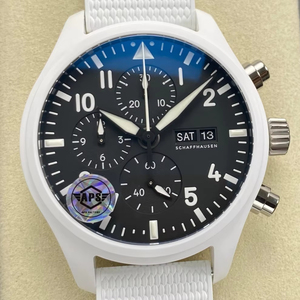 Luxury Super Quality Mechanical Watch 41.9mm APS Factory Cal. 69385 Movement Multifunctional Chrono White Ceramic Watch - Product Image 1