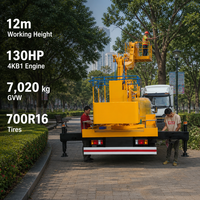 Новый дизельный автогидроподъемник Isuzu с узким кузовом, 12 м, 130 л.с., Евро-6, двухсекционная складная стрела, для работы в узких проезжаемых полосах