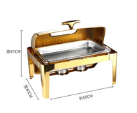 Chauffe-Plat Rectangulaire en Acier Inoxydable 9L avec Couvercle Roulant et Fenêtre en Verre Visible – Ensemble de Buffet Professionnel