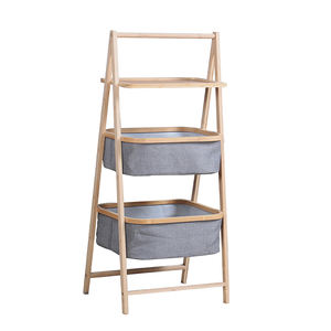 Étagères de salle de bain multifonctionnelles à 3 niveaux, mobiles, en bambou, panier de rangement - Product Image 2