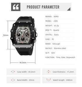 Skmei 2305 orologio di marca di lusso a sei mani stile Sport orologio da polso Gel di <span class=keywords><strong>Silicone</strong></span> da uomo impermeabile 50M orologi al quarzo - Product Image 6
