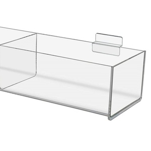 2 Compartimentos Mercancía al por menor Cubo de basura Slatwall Acrílico Bandeja al por menor Caddys Productos actuales Cajas de almacenamiento - Product Image 5