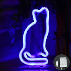 VENDEUSS1 mignon chaton suspendu disque usb/alimenté par batterie animal néon veilleuse chat néon - Product Image 1