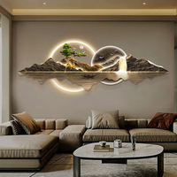 Modern Living Room Wall Decoration Wall Hanging Acrylic LED Landscape Crystal Porcelain Painting Luxury Home Wall Art